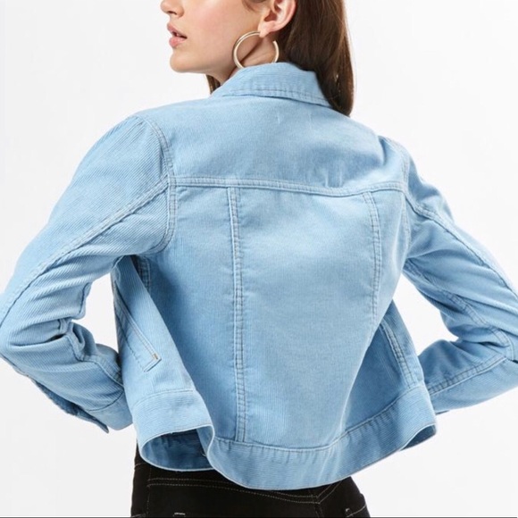 36 - PacSun Womens Baby Blue Corduroy Trucker Jacket Size L - Picture 3 of 8